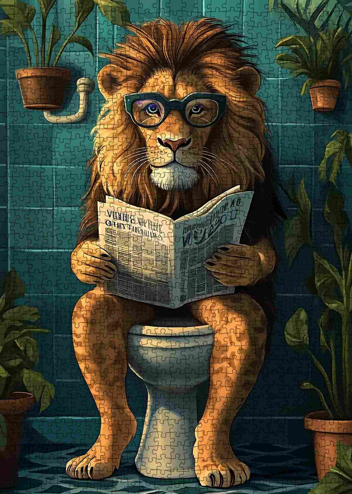 tucocoo-reading-lion-in-bathroom-puzzle-1000-teile-l-we image 2