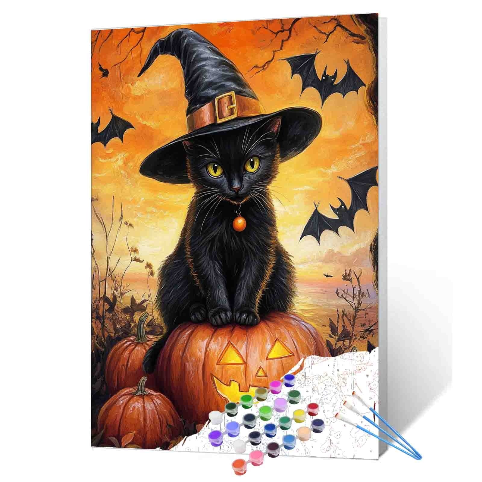 tucocoo-paint-by-numbers-witch-cat-pumpkin-magic-malen-nach-zahlen-40x50 image 1