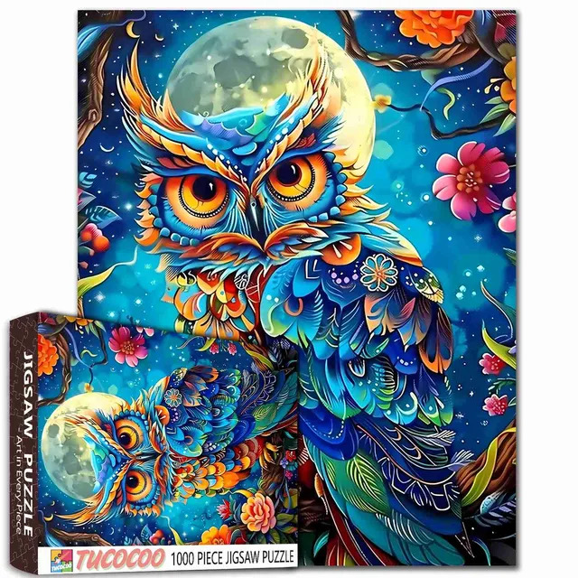 tucocoo-colorful-owl-under-moon-puzzle-1000-teile-eule image 1