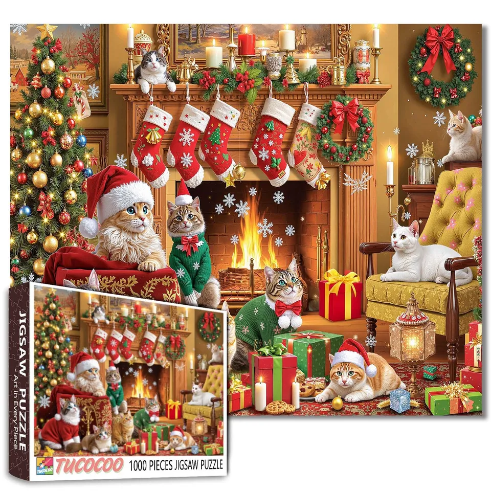 tucocoo-jigsaw-puzzles-festive-christmas-cats-puzzle-1000-teile image 1