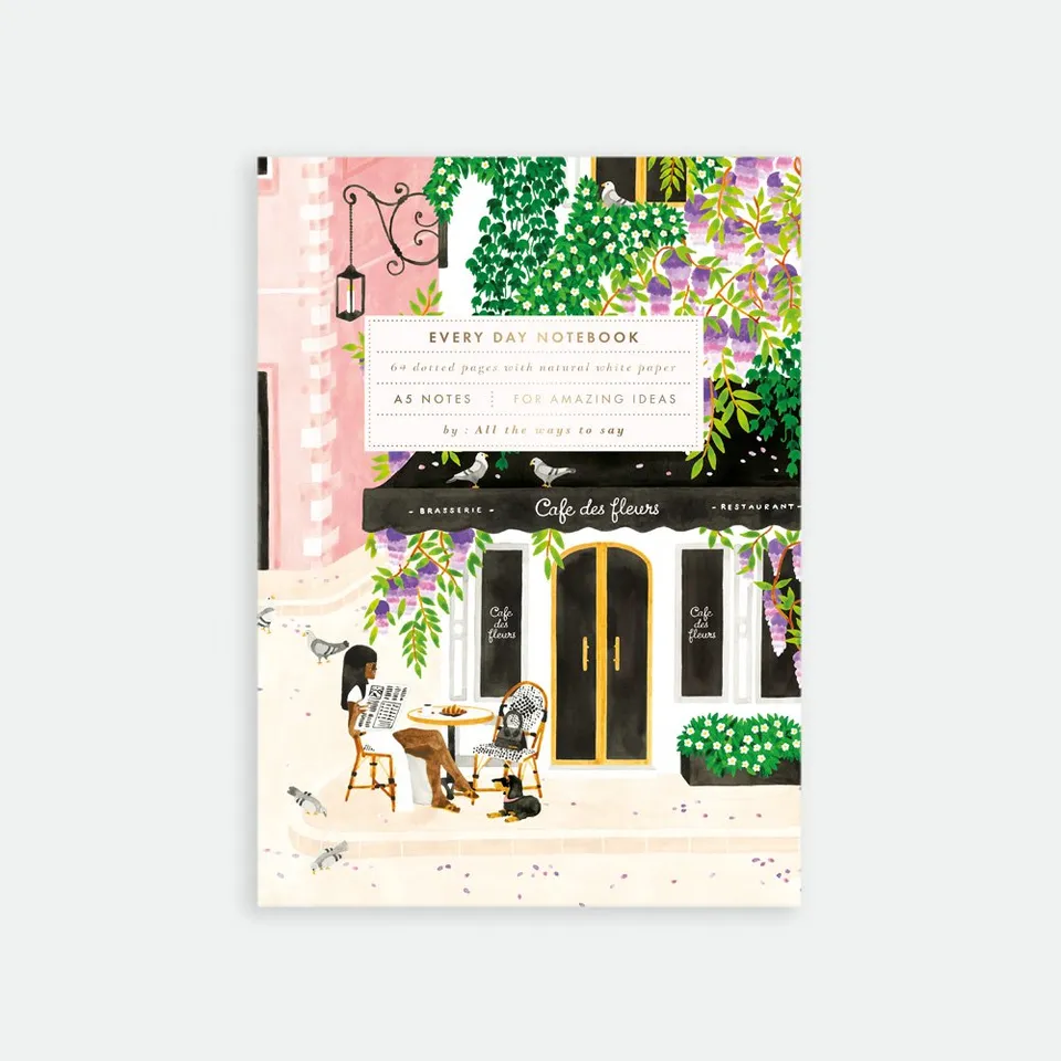 all-the-ways-to-say-paris-notizbuch-a5-goldfolie-caf-motiv image 1