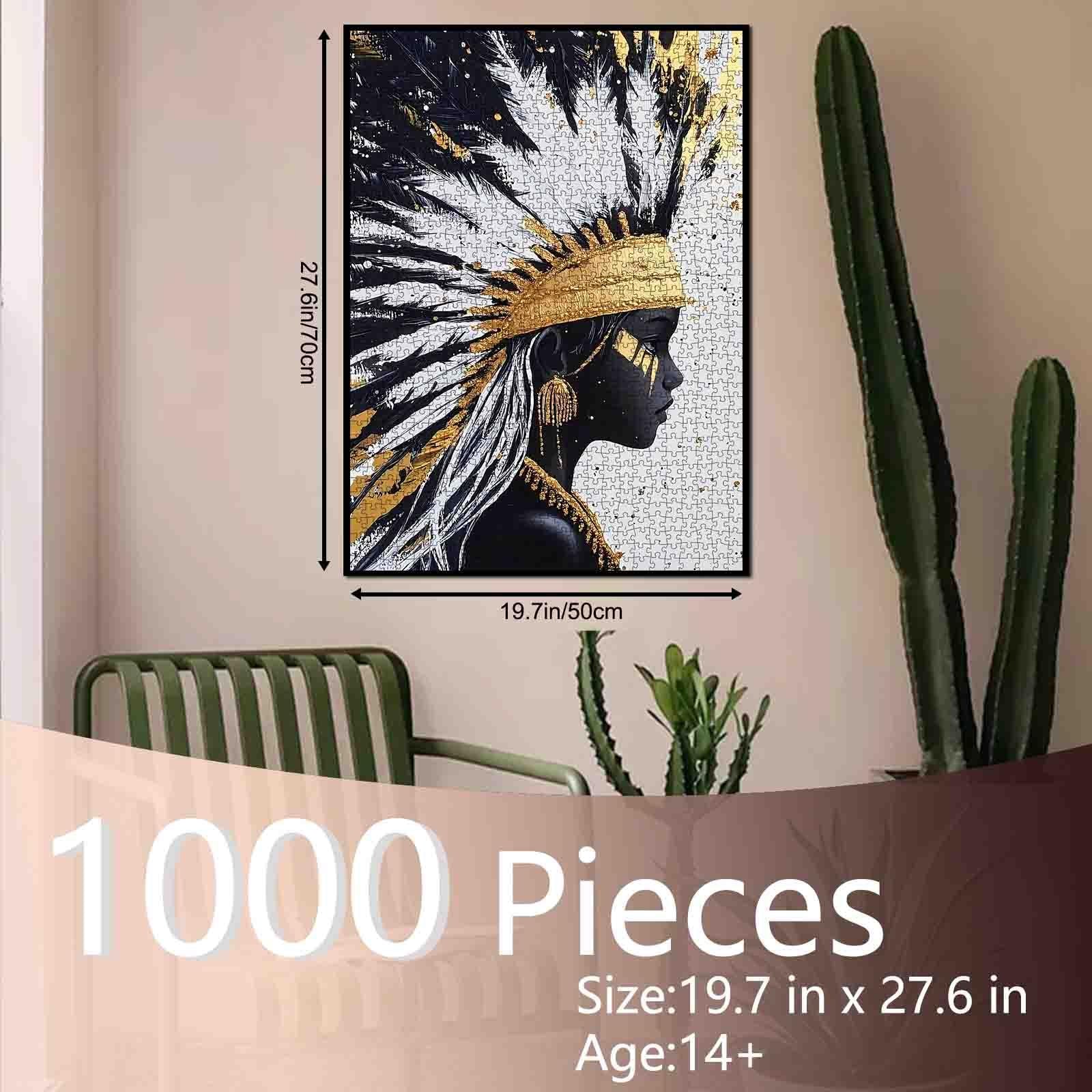 tucocoo-golden-feathered-headdress-puzzle-1000-teile-frau image 5