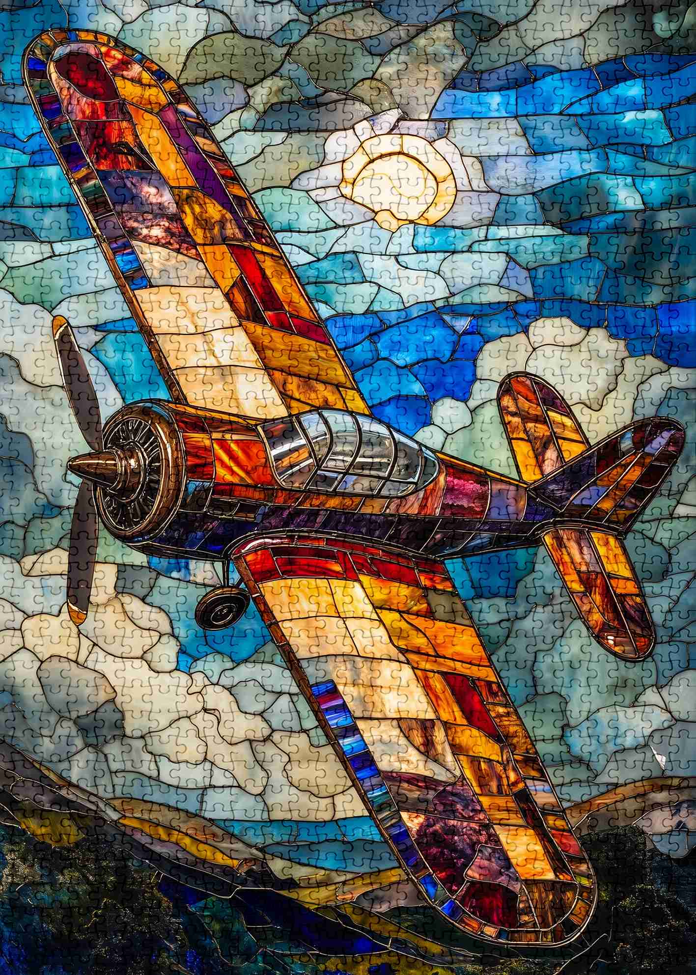 tucocoo-stained-glass-airplane-puzzle-1000-teile-flugzeug image 2