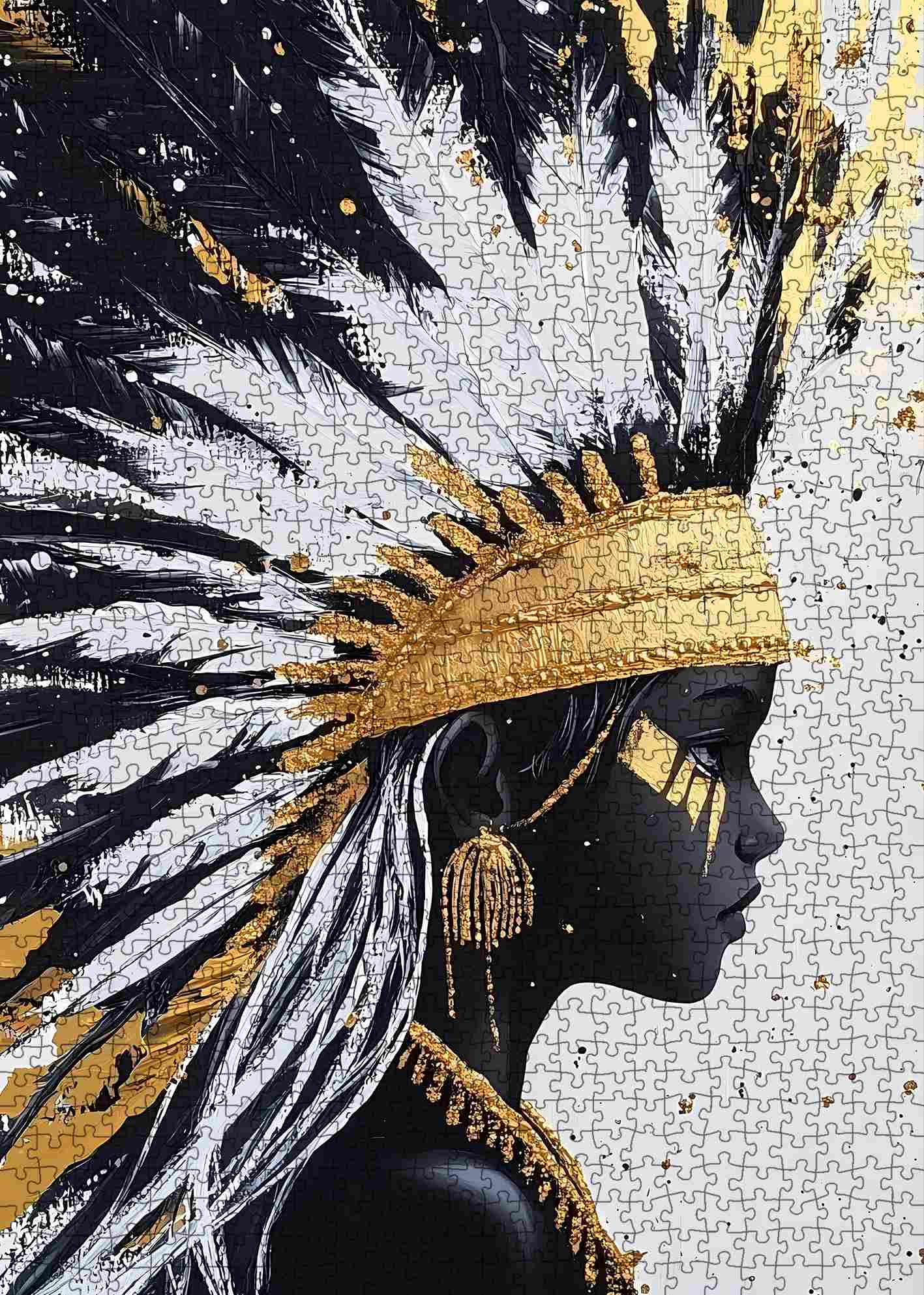 tucocoo-golden-feathered-headdress-puzzle-1000-teile-frau image 2