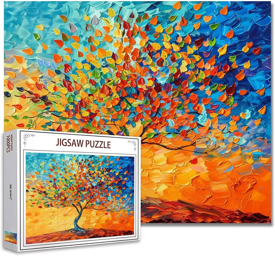 tucocoo-baum-bunte-bl-tter-glasfenster-puzzle-1000-teile image 1