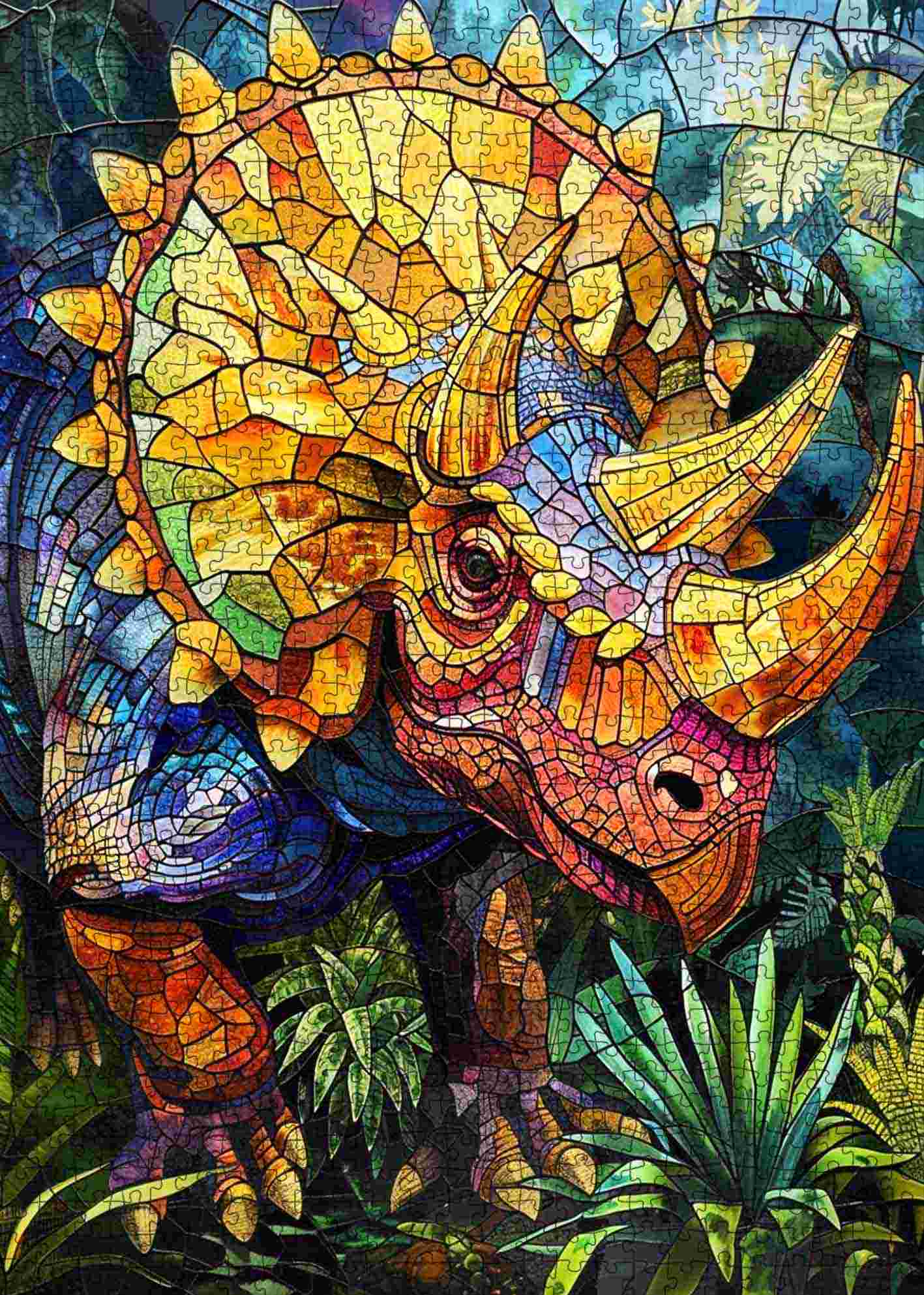 tucocoo-jigsaw-triceratops-dinosaur-stained-glass-puzzle-1000-teile image 2