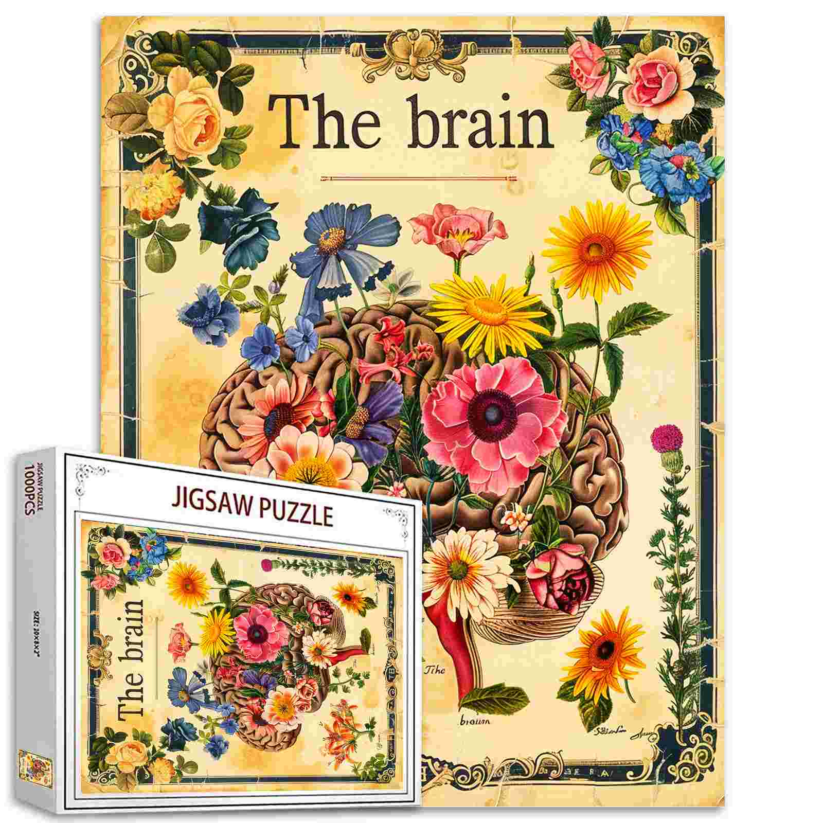 tucocoo-floral-brain-vintage-puzzle-1000-teile-anatomie image 1