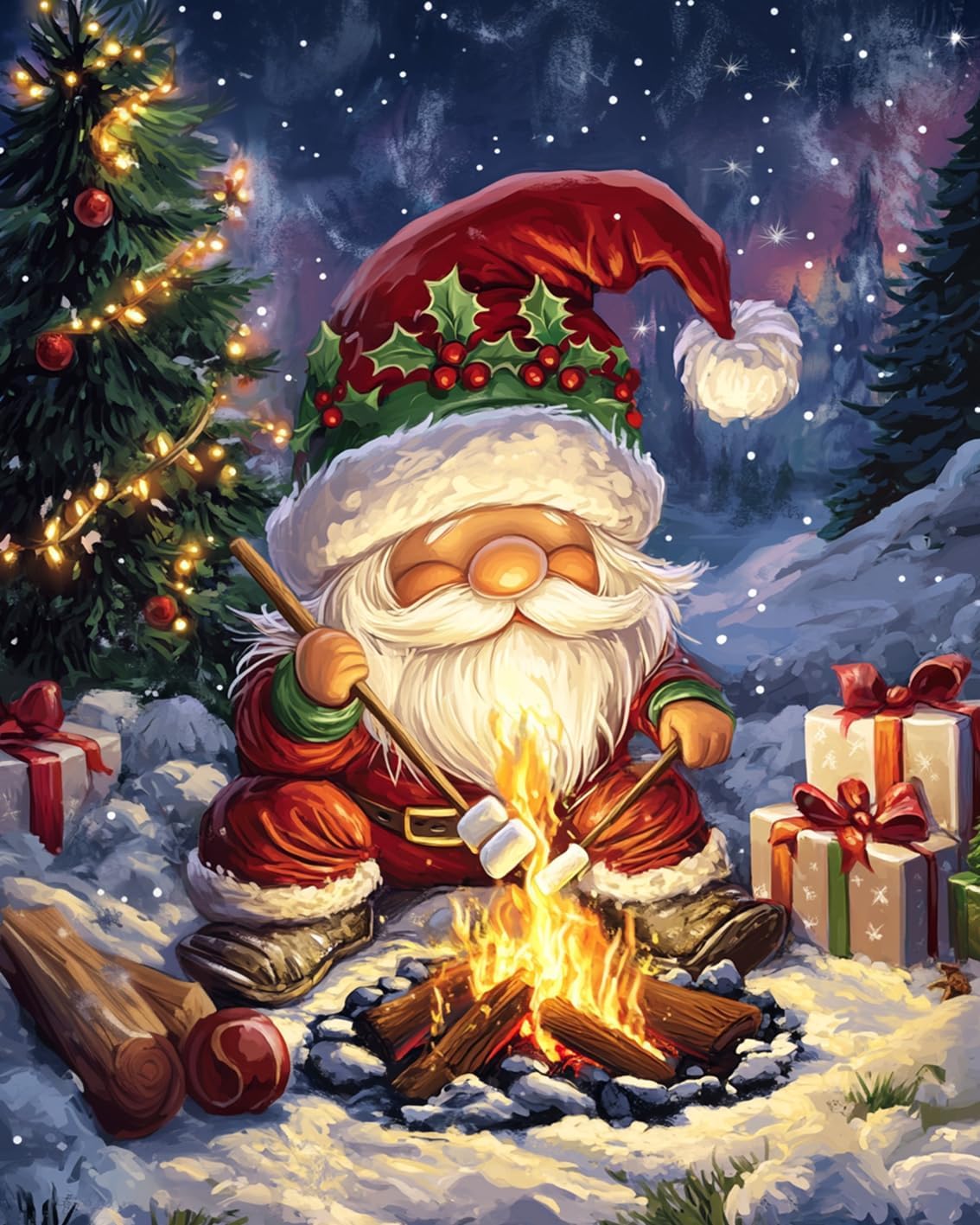 tucocoo-paint-by-numbers-cute-christmas-bonfire-night-malset-40x50-ohne-rahmen image 2