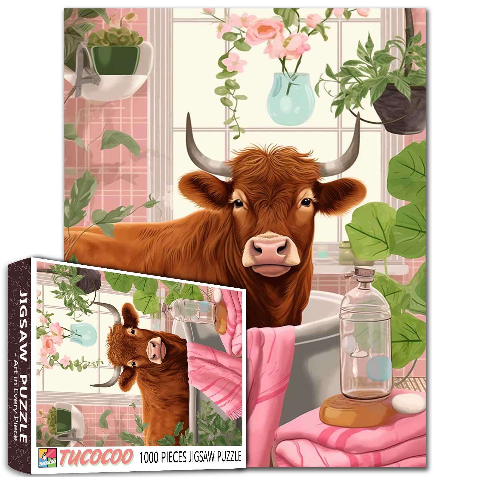 tucocoo-kuh-im-badezimmer-puzzle-1000-teile-kuhmotiv image 1