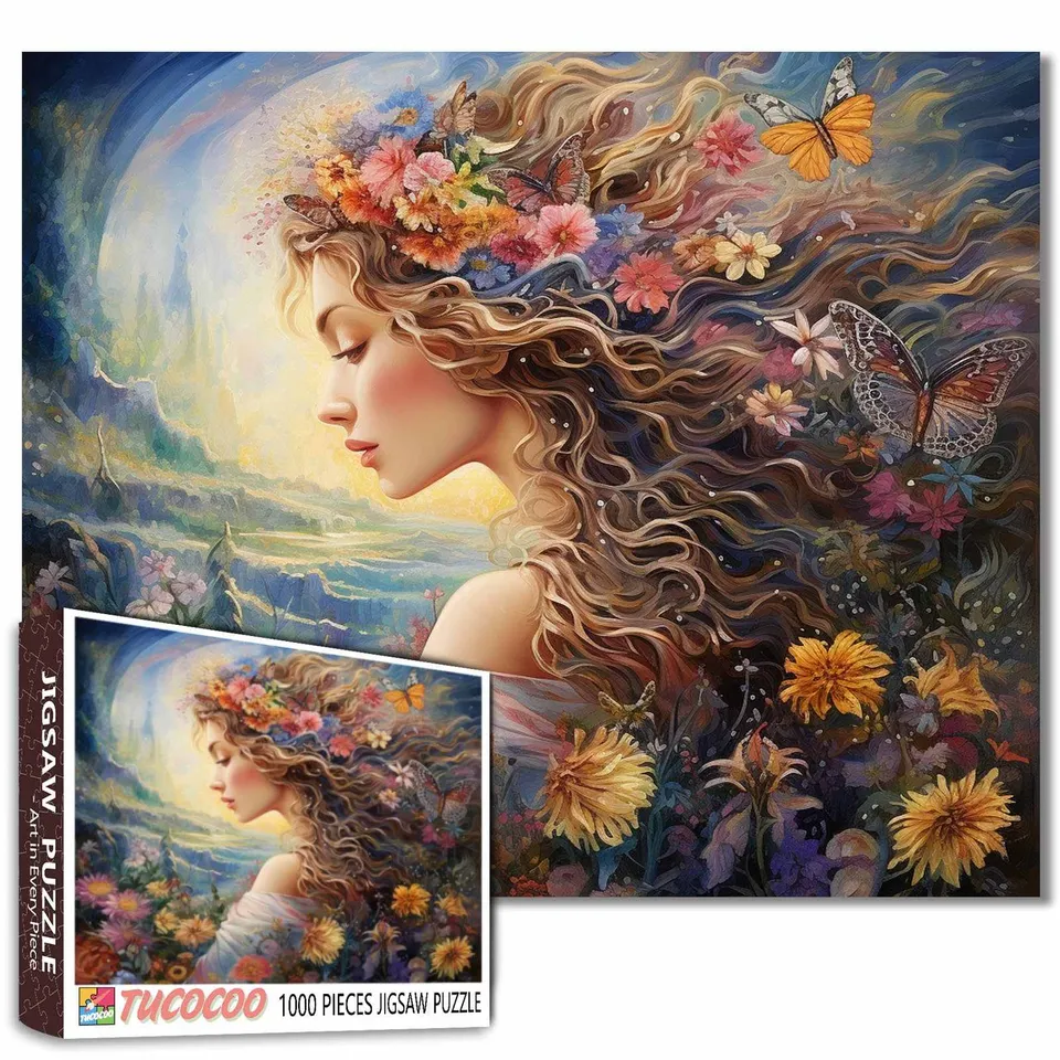 tucocoo-floral-dream-woman-puzzle-1000-teile-blumen-frau image 1