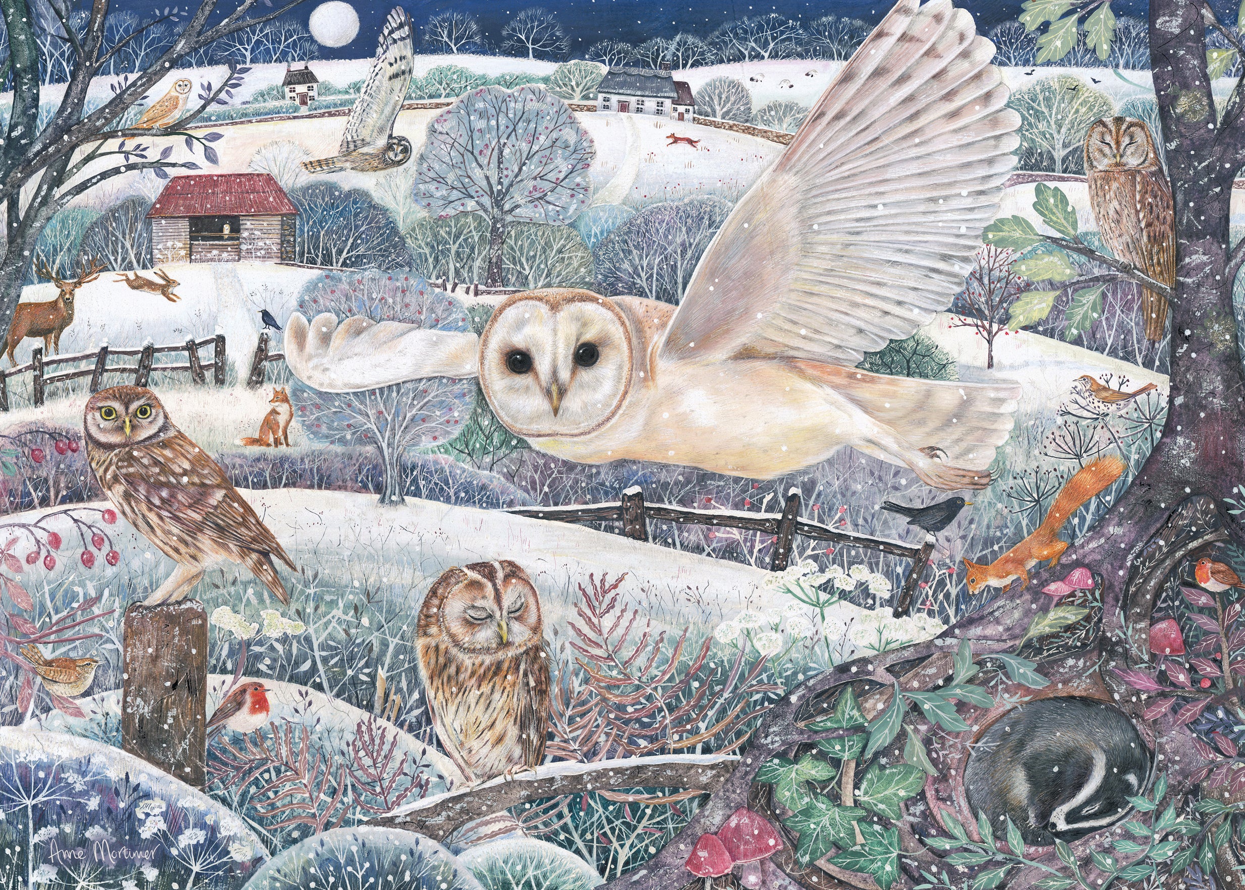 otter-house-owl-flight-puzzle-1000-teile-eule-wildlife image 1