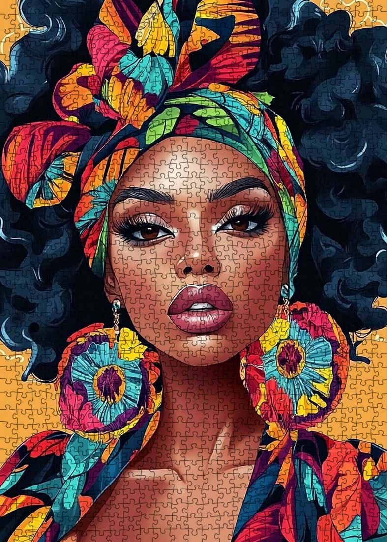 tucocoo-bold-beauty-in-vibrant-headwrap-puzzle-1000-teile-portrait image 2