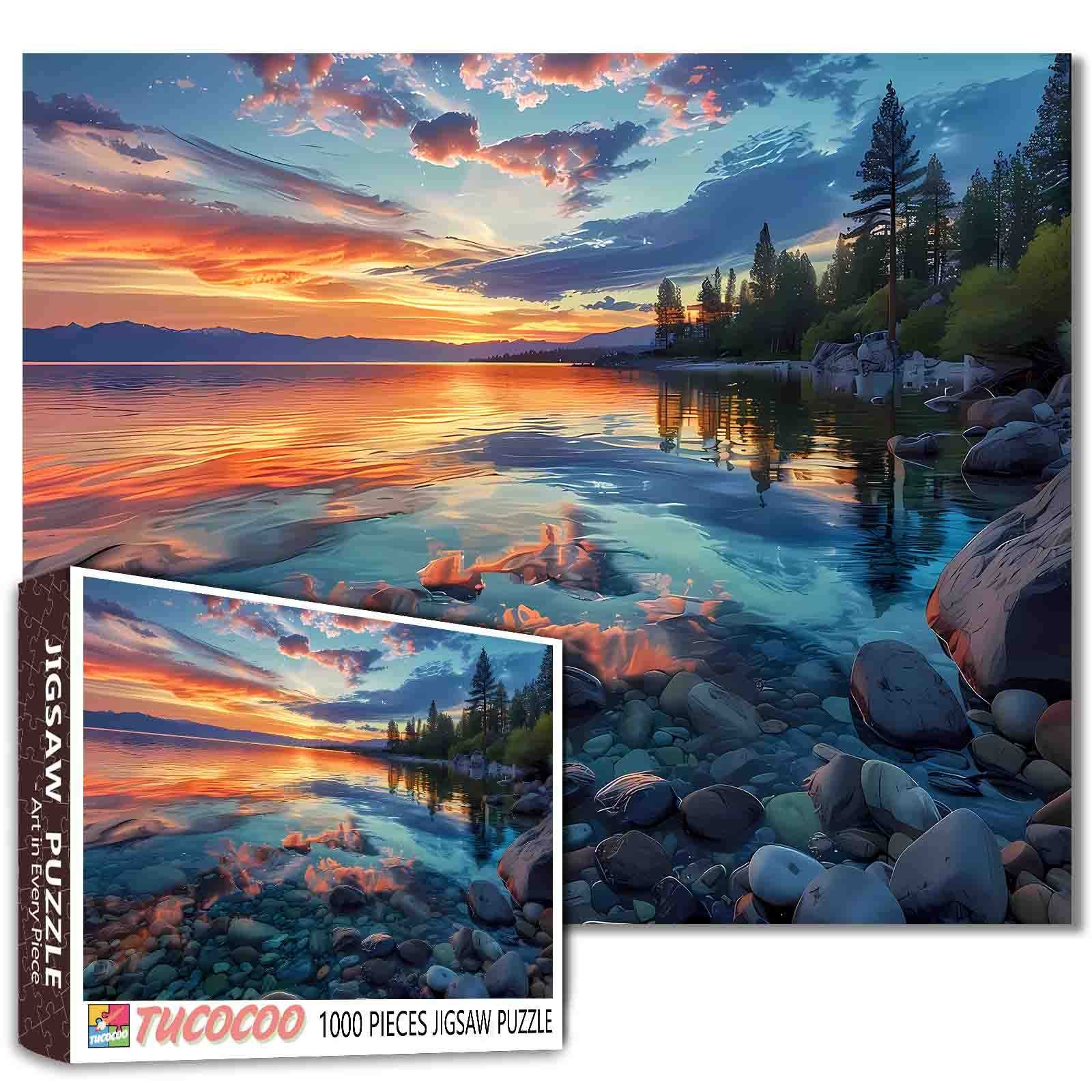 tucocoo-tranquil-sunset-lake-puzzle-1000-teile-bergsee image 1