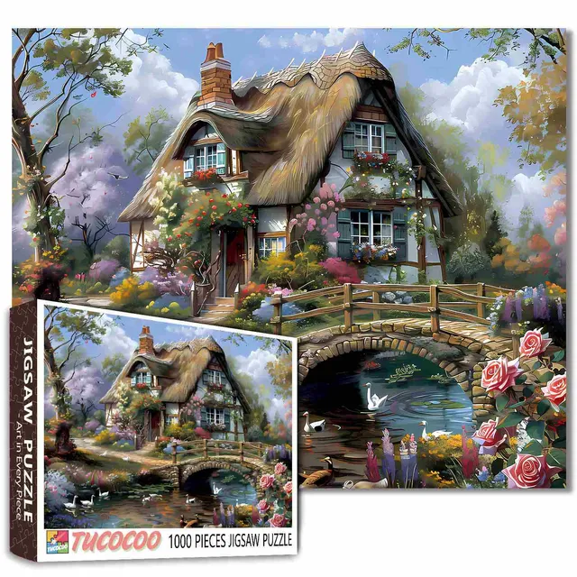 tucocoo-bridgeside-cottage-puzzle-1000-teile-landschaft image 1