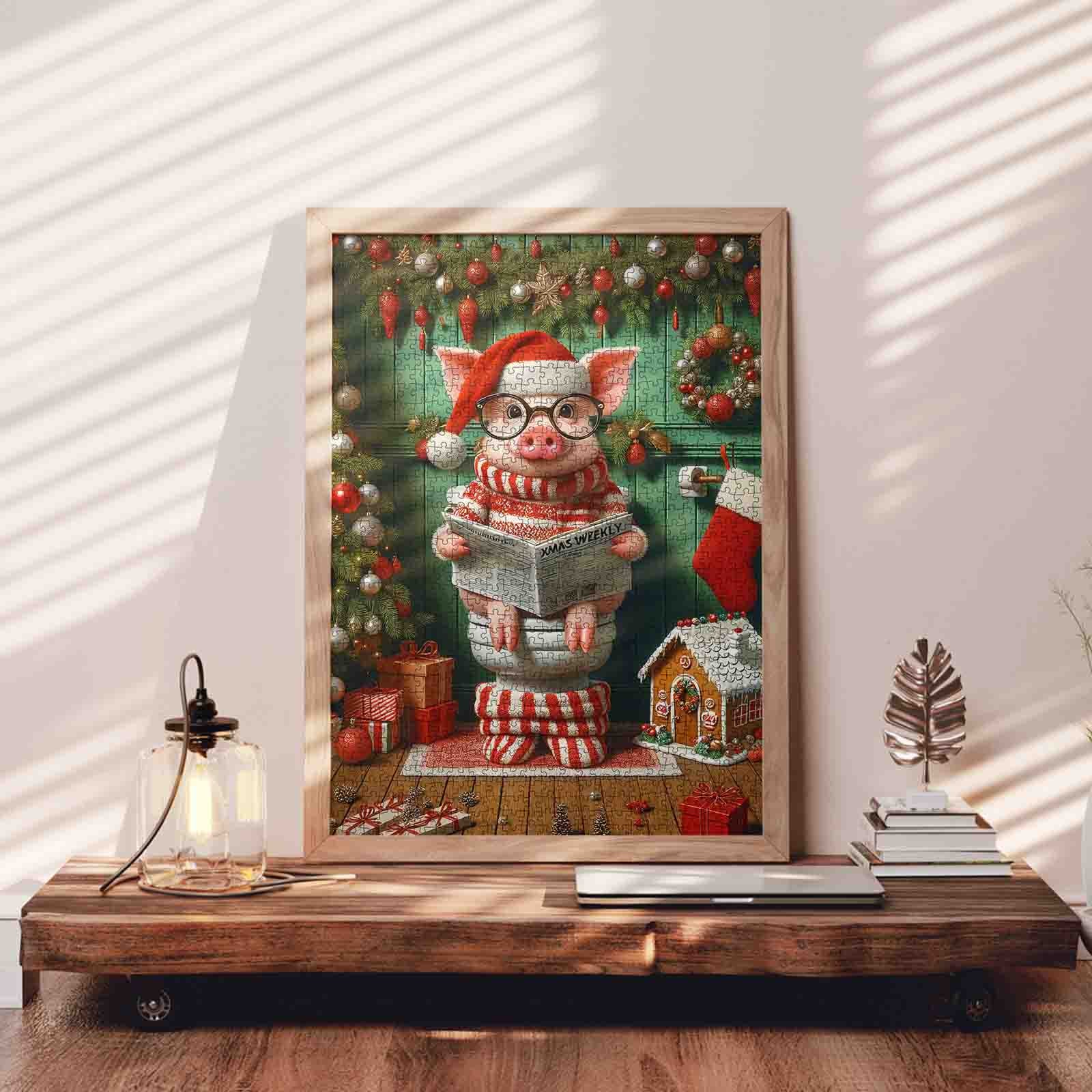 tucocoo-jigsaw-christmas-reading-piggy-puzzle-1000-teile-schwein image 3