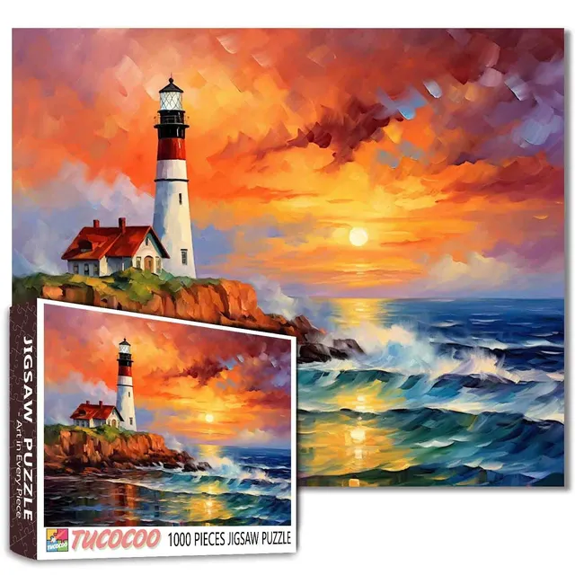 tucocoo-lighthouse-seascape-portland-headlight-puzzle-1000-teile-leuchtturm image 1