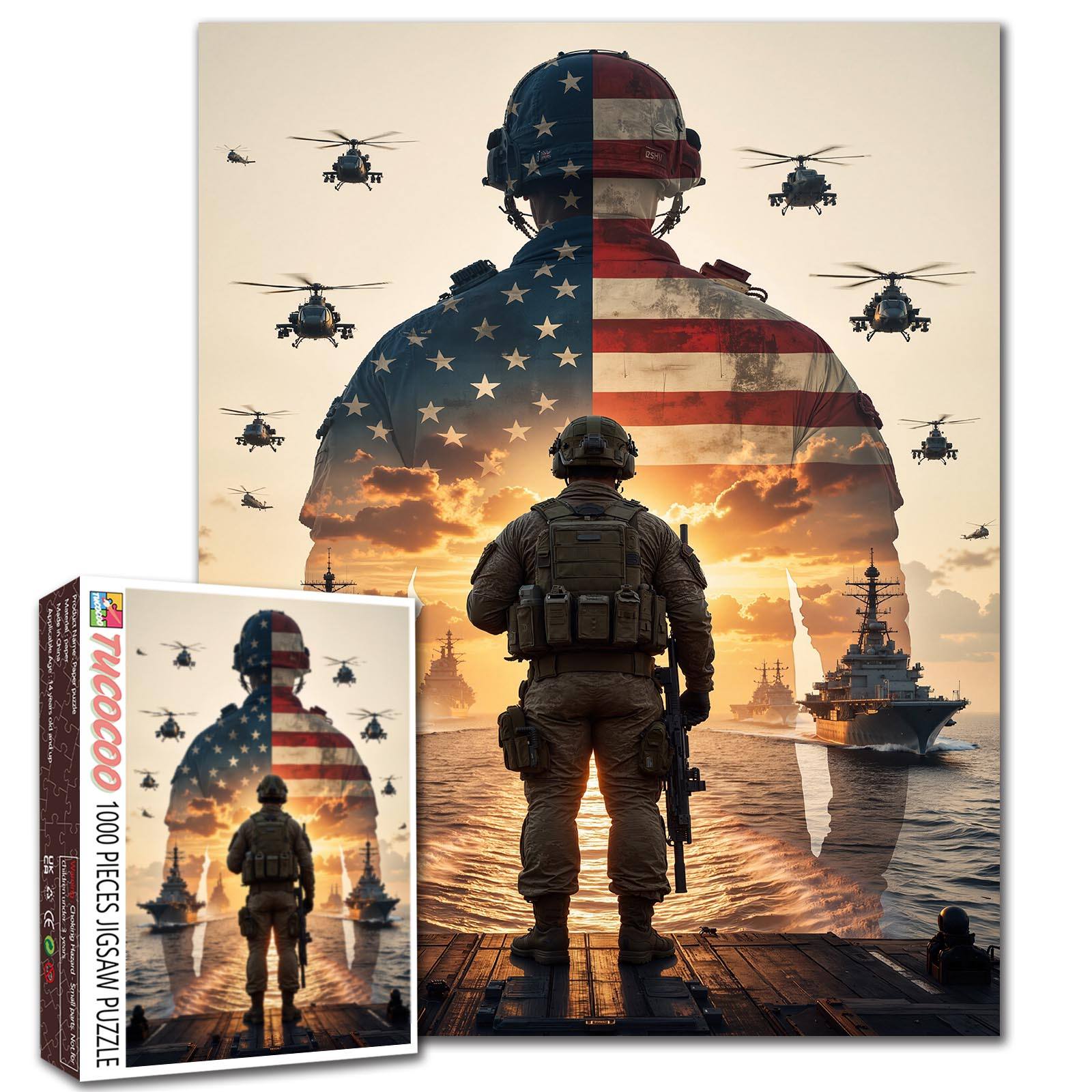 tucocoo-jigsaw-puzzles-patriotic-soldier-reflection-puzzle-1000-teile image 1
