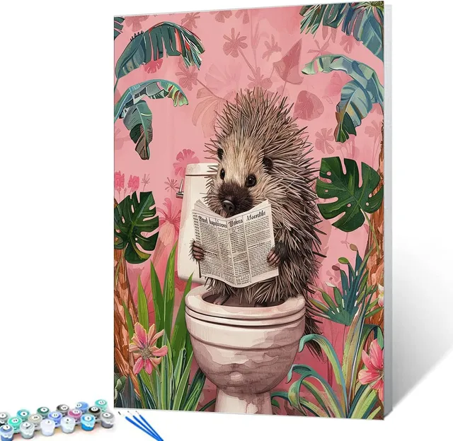 tucocoo-igel-auf-toilette-malen-nach-zahlen-40x50-ohne-rahmen image 1