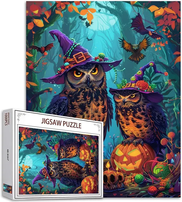 tucocoo-halloween-owl-puzzle-1000-teile-eule-wald image 1
