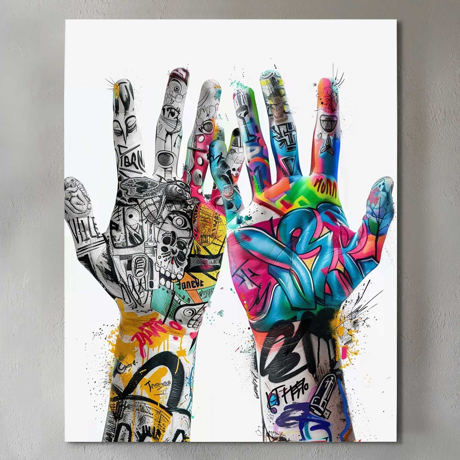 tucocoo-graffiti-hands-art-leinwandbild-30x40-ungerahmt-bunt image 2