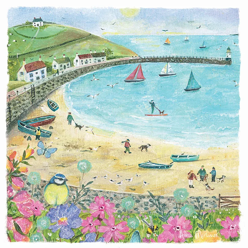 otter-house-greetings-cards-grusskarte-at-the-beach-blanko image 1