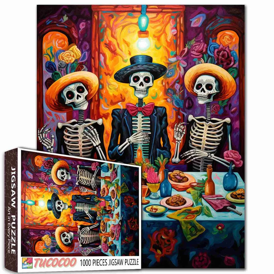 tucocoo-skeleton-feast-gathering-puzzle-1000-teile-fest image 1