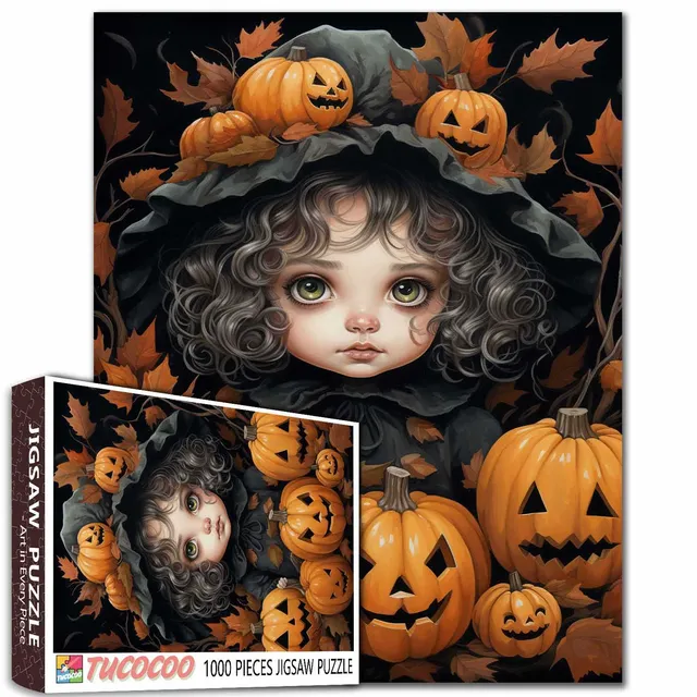 tucocoo-halloween-girl-with-pumpkins-puzzle-1000-teile image 1