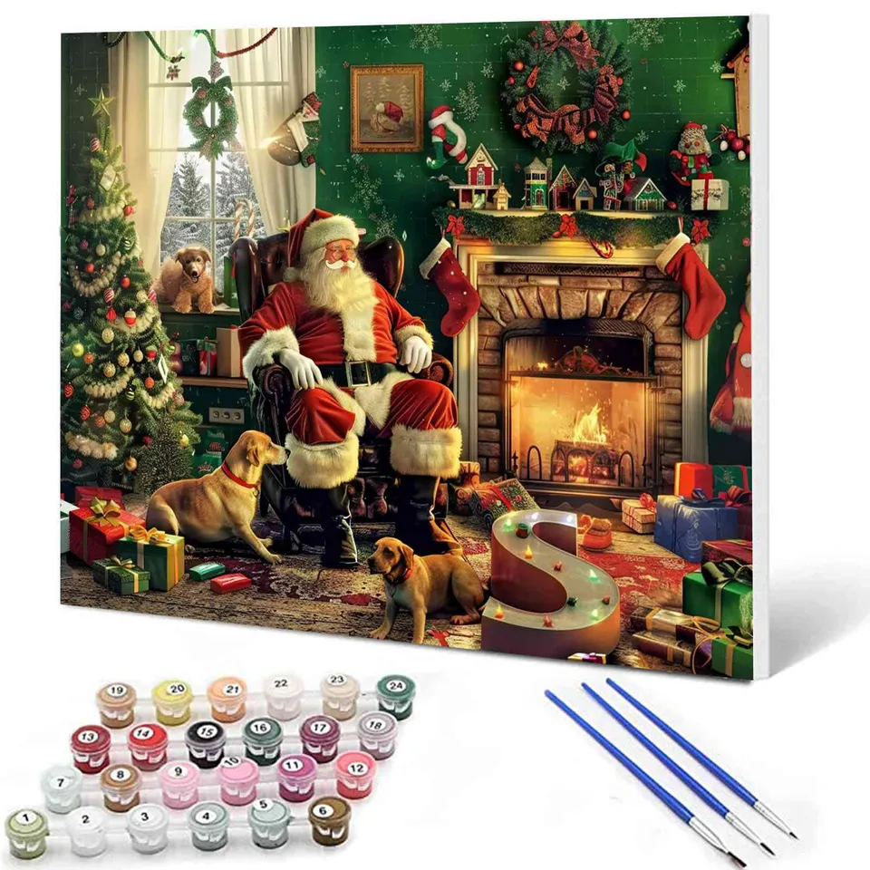 tucocoo-paint-by-numbers-santa-claus-and-dog-malen-nach-zahlen-kamin image 1