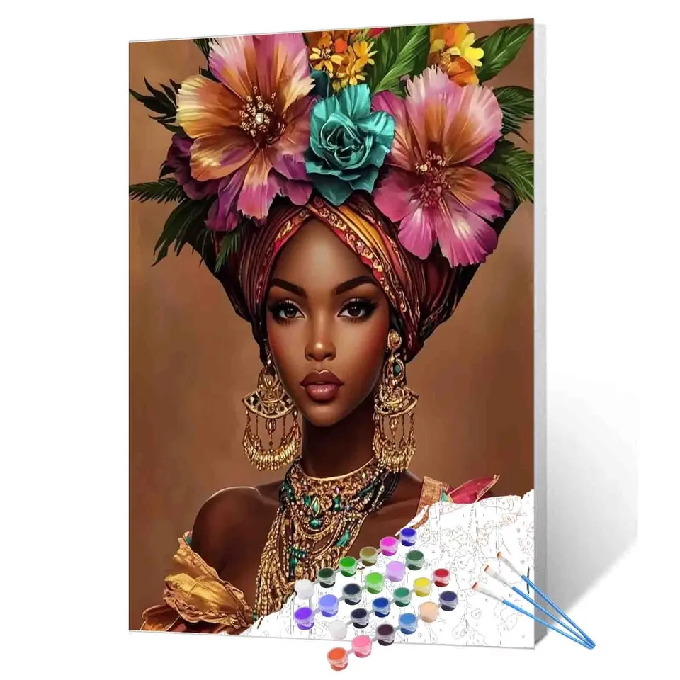 tucocoo-floral-crowned-elegance-malen-nach-zahlen-portrait image 1
