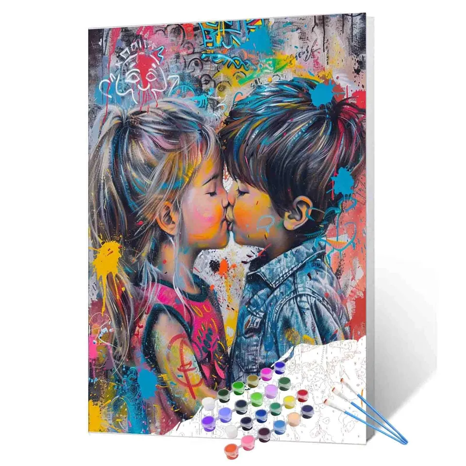 tucocoo-graffiti-style-kiss-malen-nach-zahlen-ohne-rahmen image 1