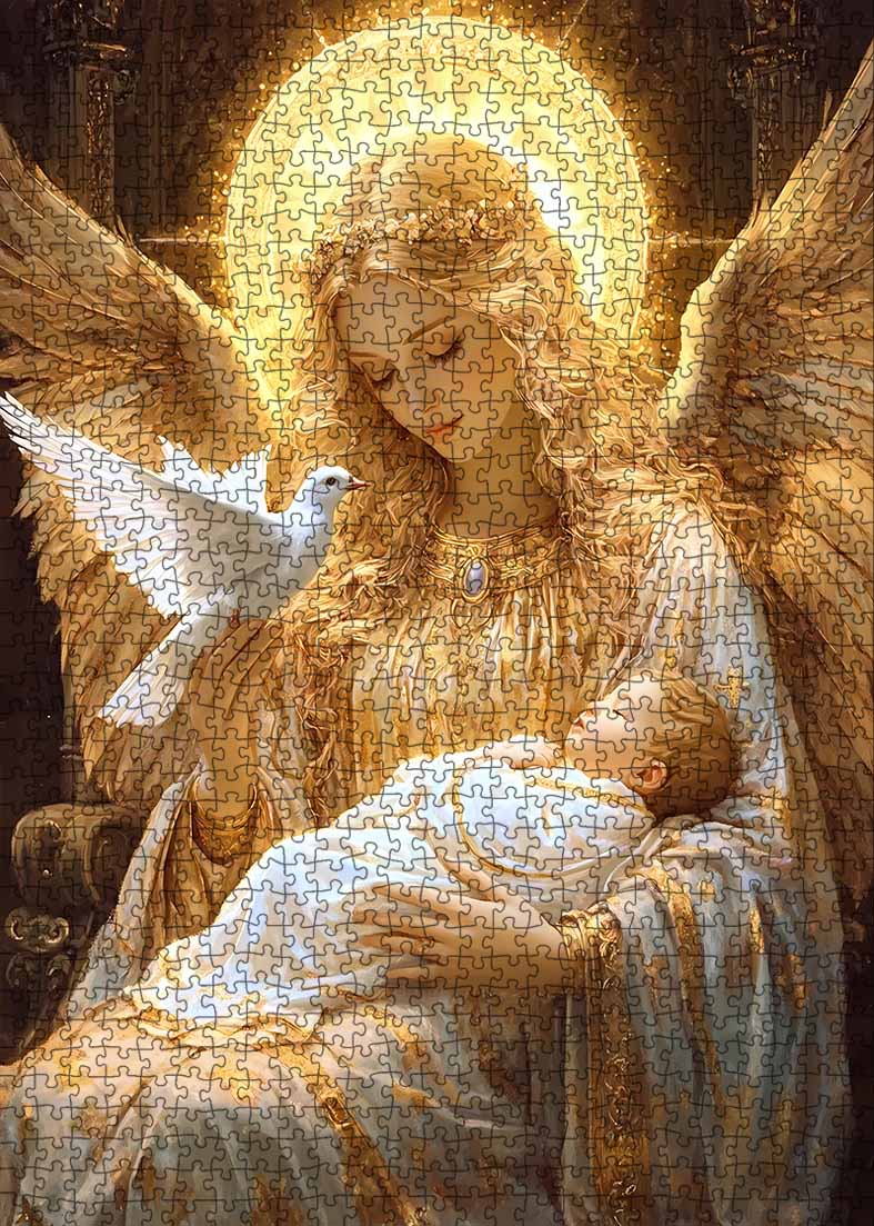 tucocoo-jigsaw-puzzles-golden-angel-with-baby-puzzle-1000-teile-engel image 5
