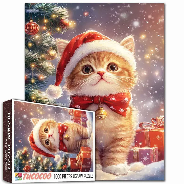 tucocoo-santa-kitten-by-christmas-tree-puzzle-1000-teile image 1