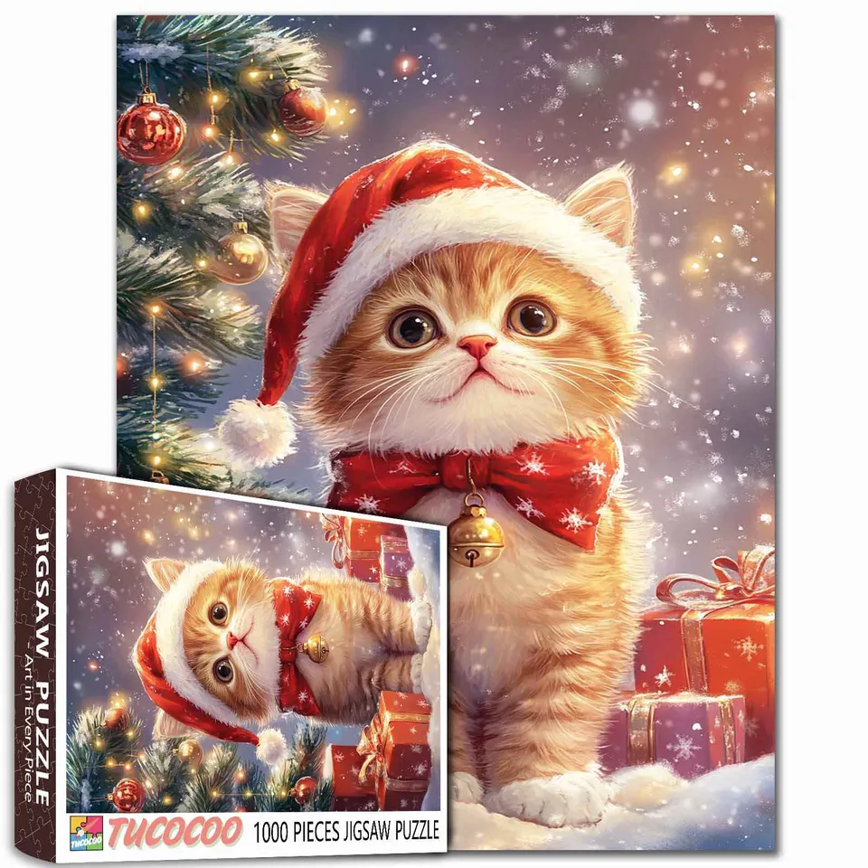 tucocoo-santa-kitten-by-christmas-tree-puzzle-1000-teile image 1