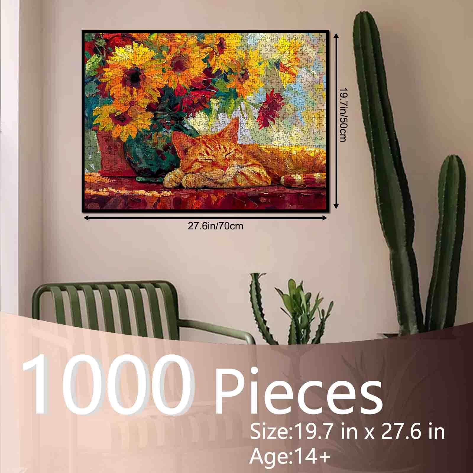 tucocoo-sleeping-cat-puzzle-1000-teile-katze-sonnenblumen image 5