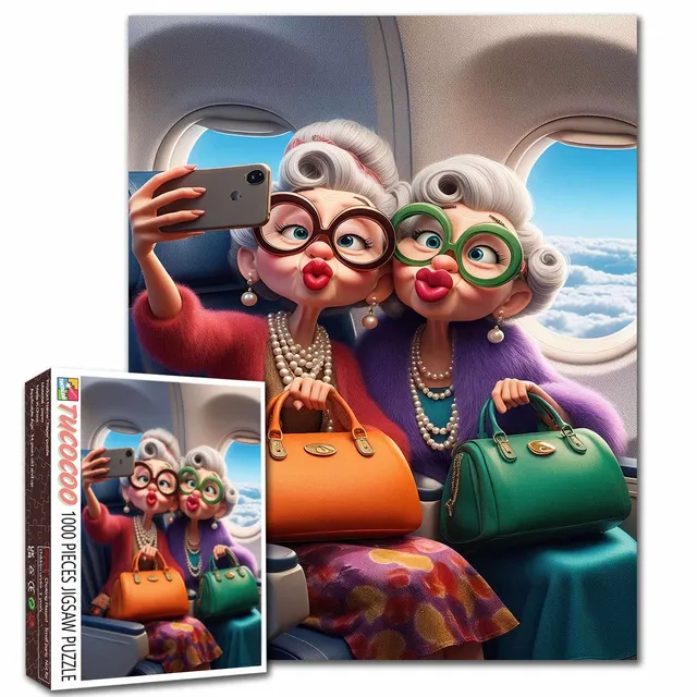 tucocoo-omas-flugzeug-selfie-puzzle-1000-teile-humor image 1