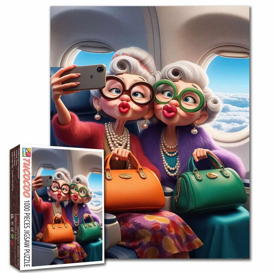 tucocoo-omas-flugzeug-selfie-puzzle-1000-teile-humor image 1