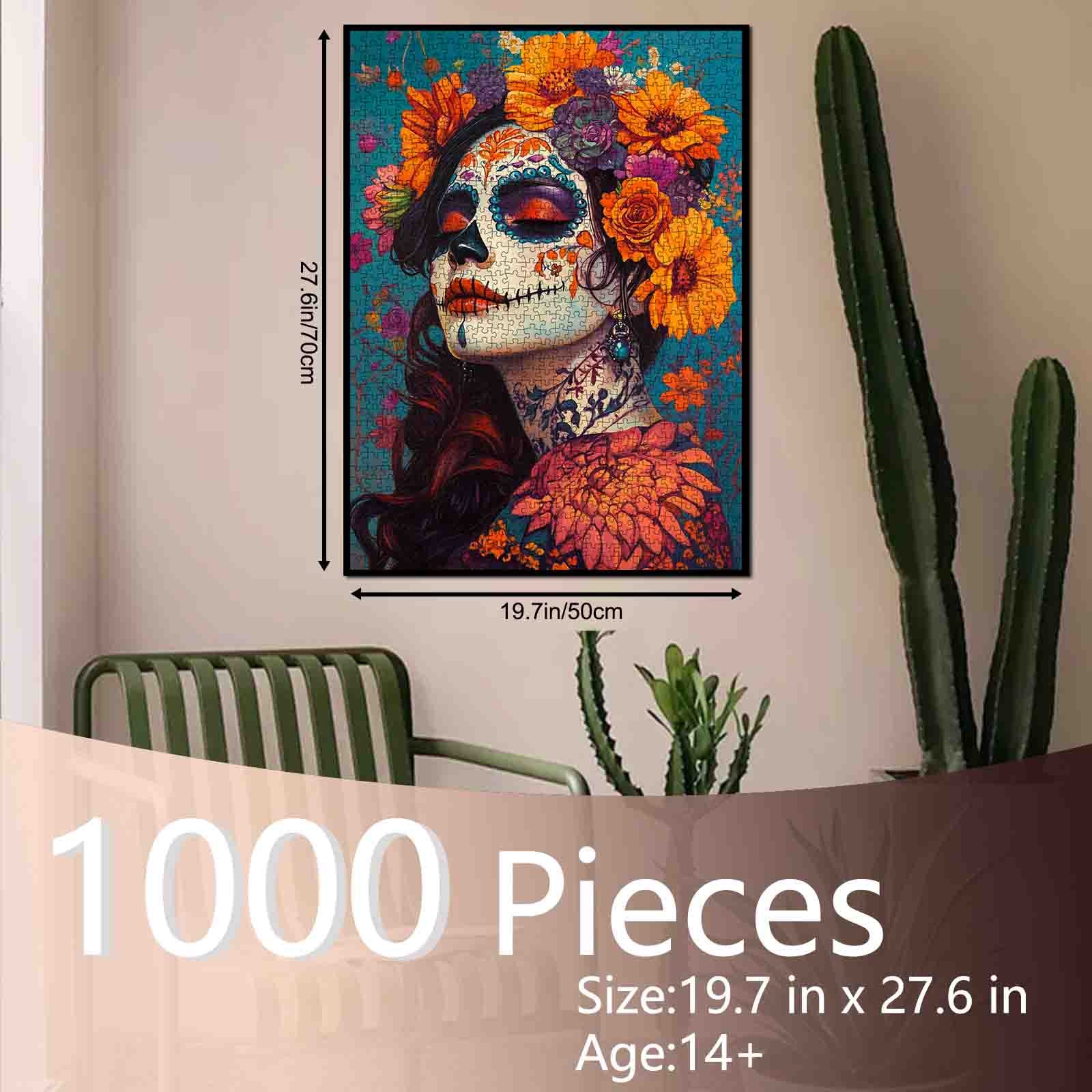 tucocoo-jigsaw-puzzles-floral-sugar-skull-woman-puzzle-1000-teile image 5