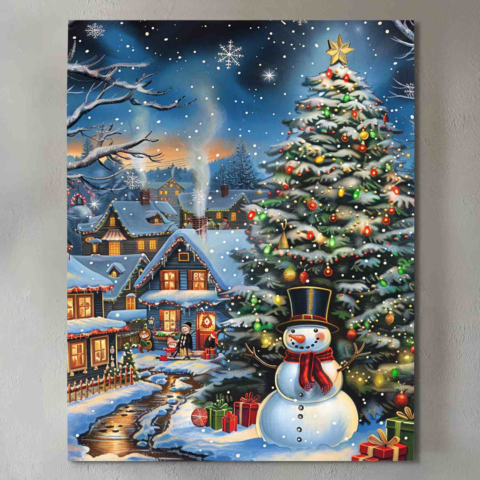 tucocoo-christmas-village-snowman-wandbild-winterdorf image 2
