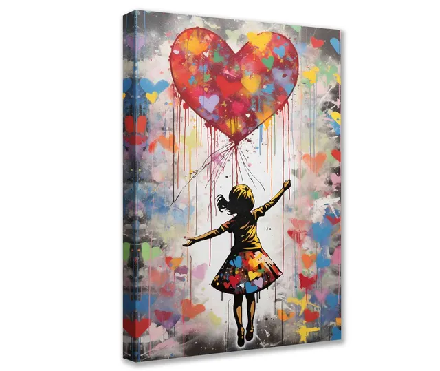 tucocoo-girl-reaching-heart-graffiti-leinwandbild-30x40-ungerahmt image 1