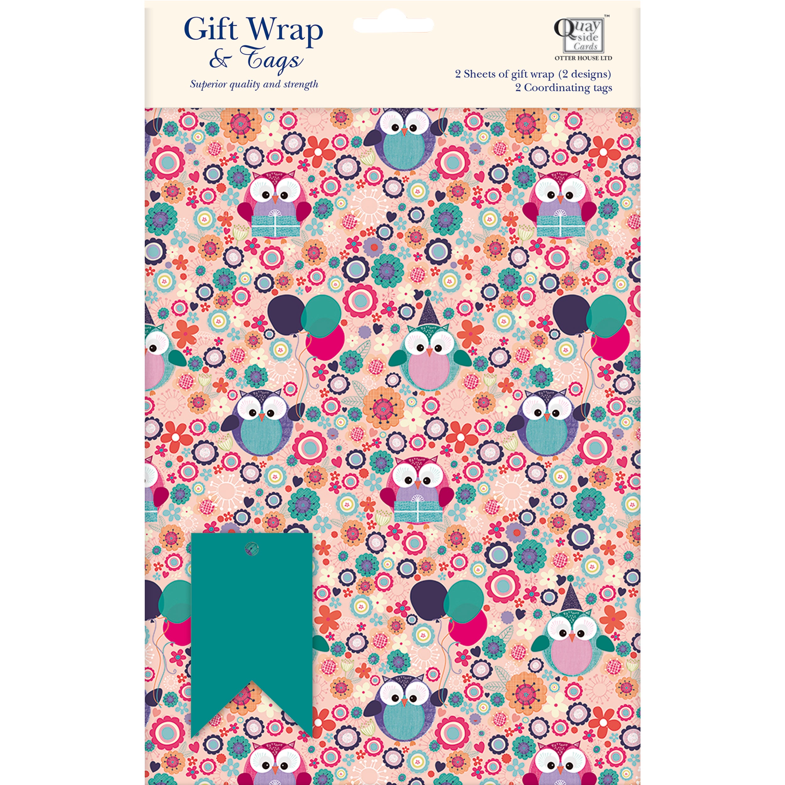 otter-house-birthday-hoots-geschenkpapier-eulen-2-bogen image 1