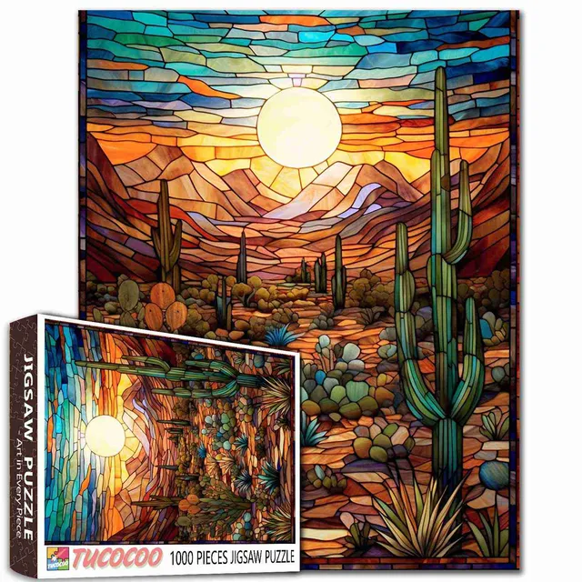 tucocoo-stained-glass-desert-sunset-puzzle-1000-teile-w-ste image 1