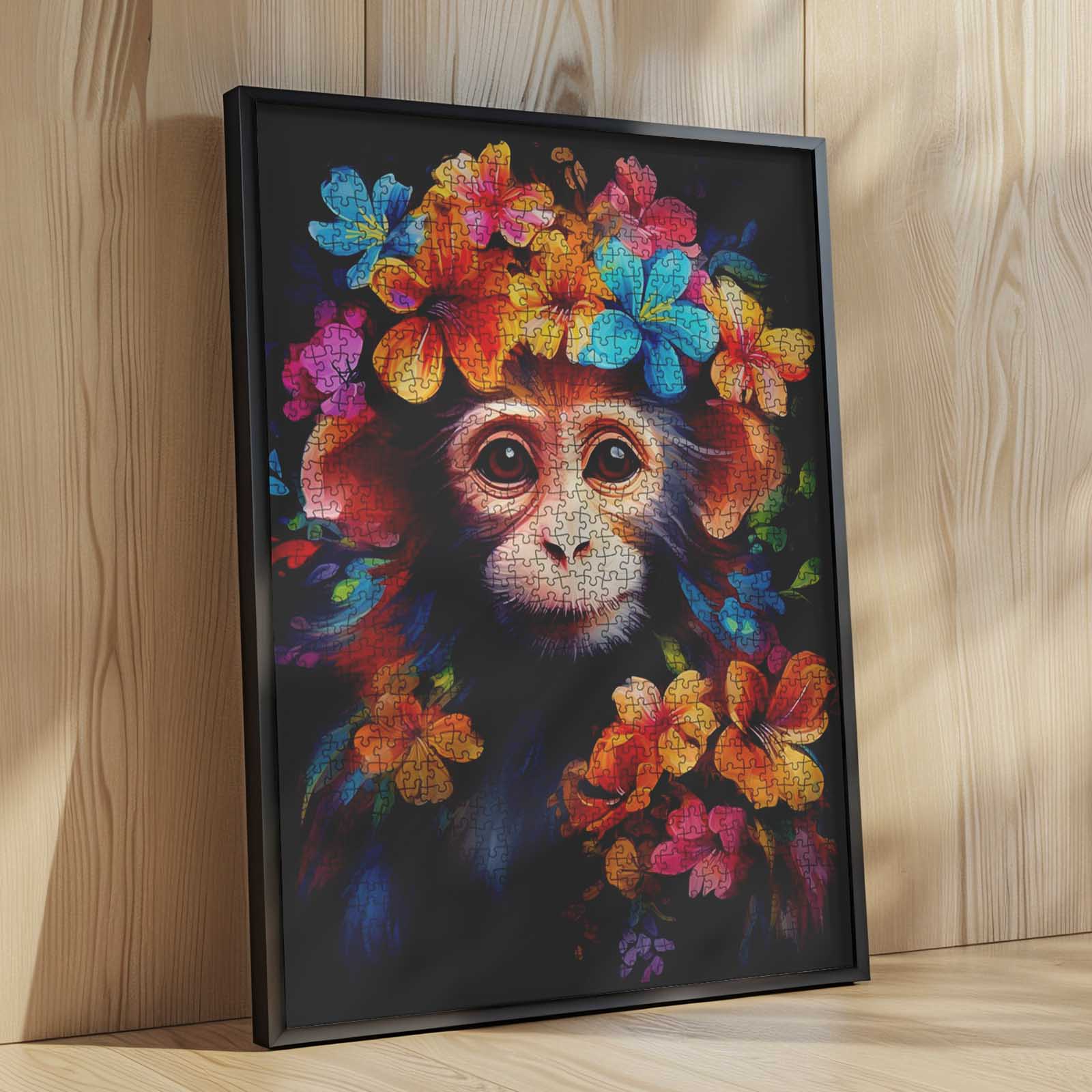 tucocoo-jigsaw-puzzles-affe-mit-blumenkranz-puzzle-1000-teile image 4