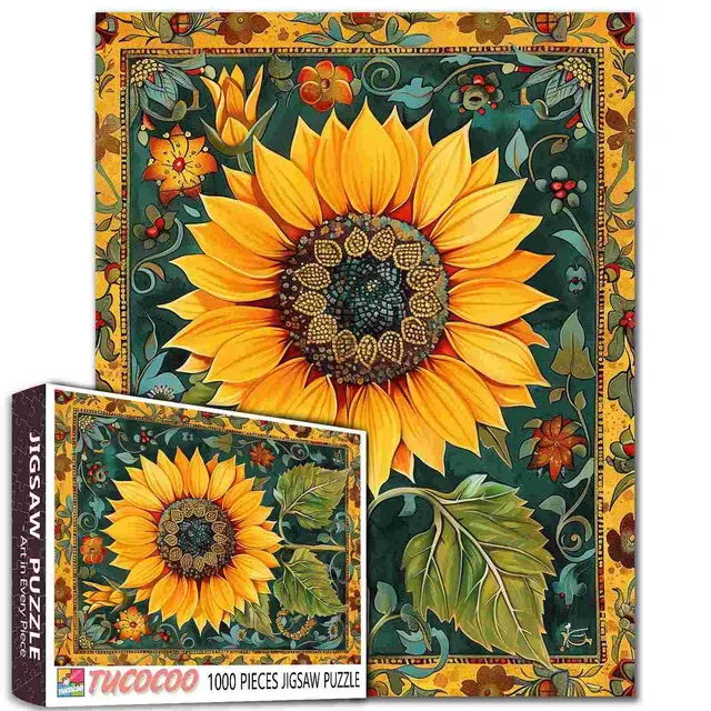 tucocoo-vintage-sunflower-glory-puzzle-1000-teile-blumen image 1