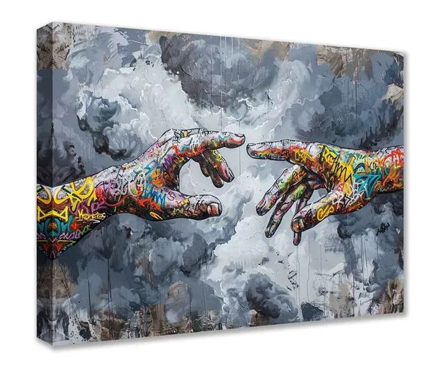 tucocoo-canvas-wall-art-graffiti-creation-hands-leinwandbild-30x40-gerahmt image 1