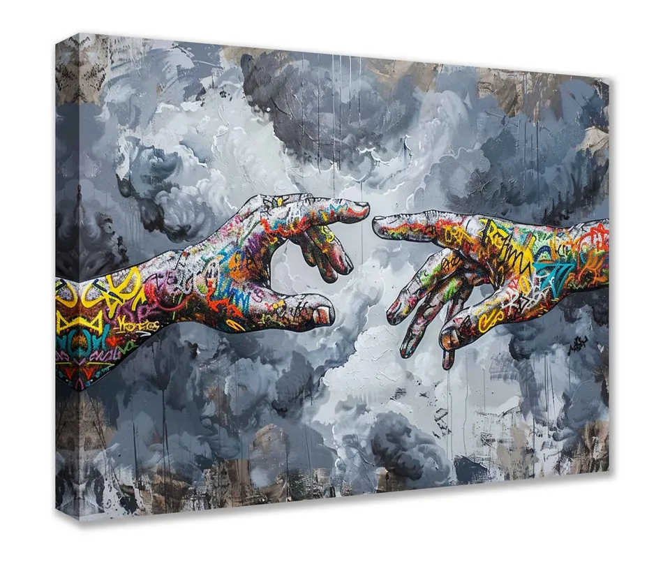 tucocoo-canvas-wall-art-graffiti-creation-hands-leinwandbild-30x40-gerahmt image 1