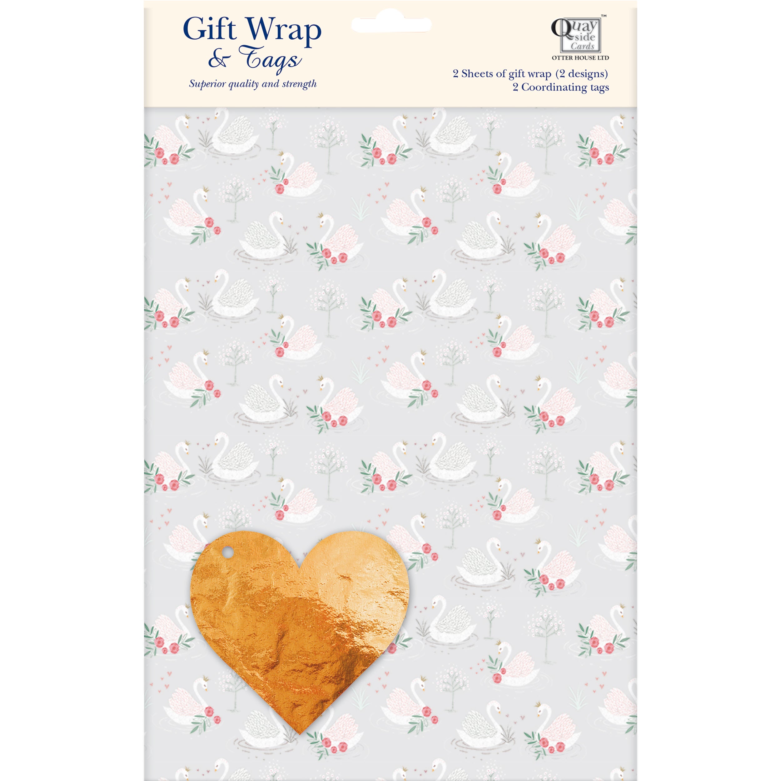 otter-house-gift-packaging-swans-geschenkpapier-2-bogen-tags image 1