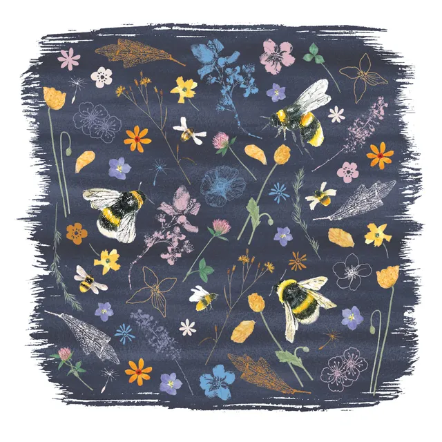 otter-house-rspb-bee-amongst-flowers-grusskarte-biene image 1