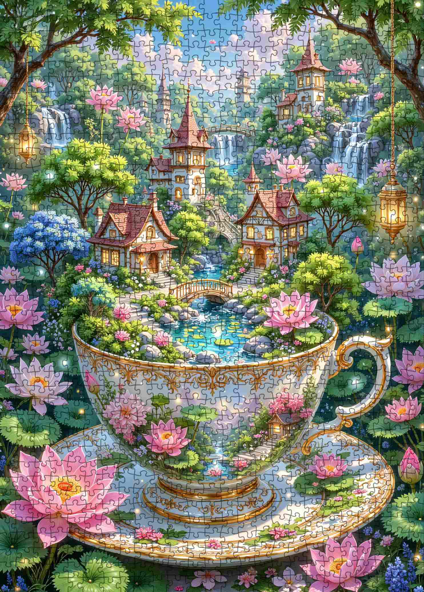 tucocoo-enchanted-teacup-garden-village-puzzle-1000-teile-dorf image 2
