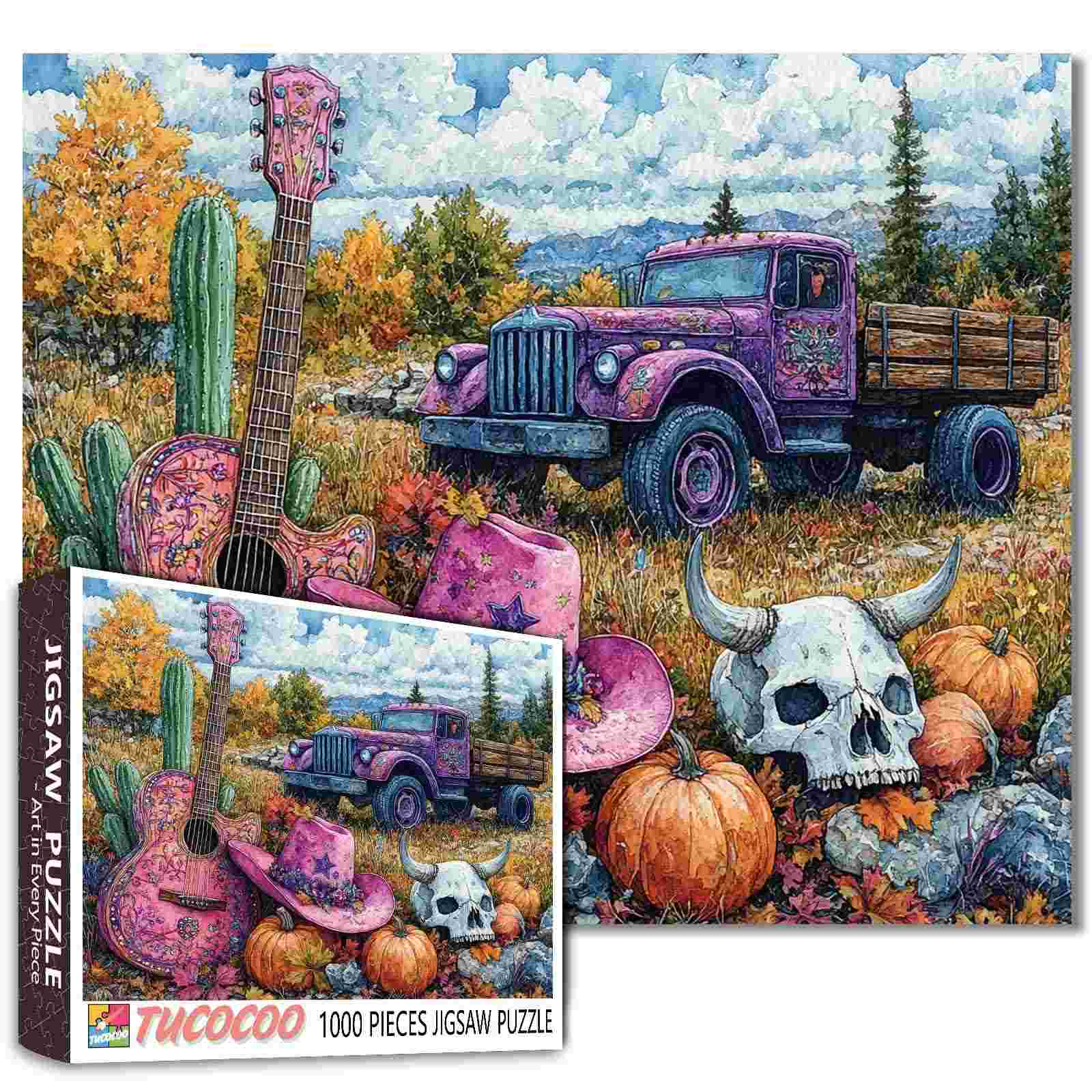 tucocoo-autumn-vibes-puzzle-1000-teile-cowboy-pink-herbst image 1