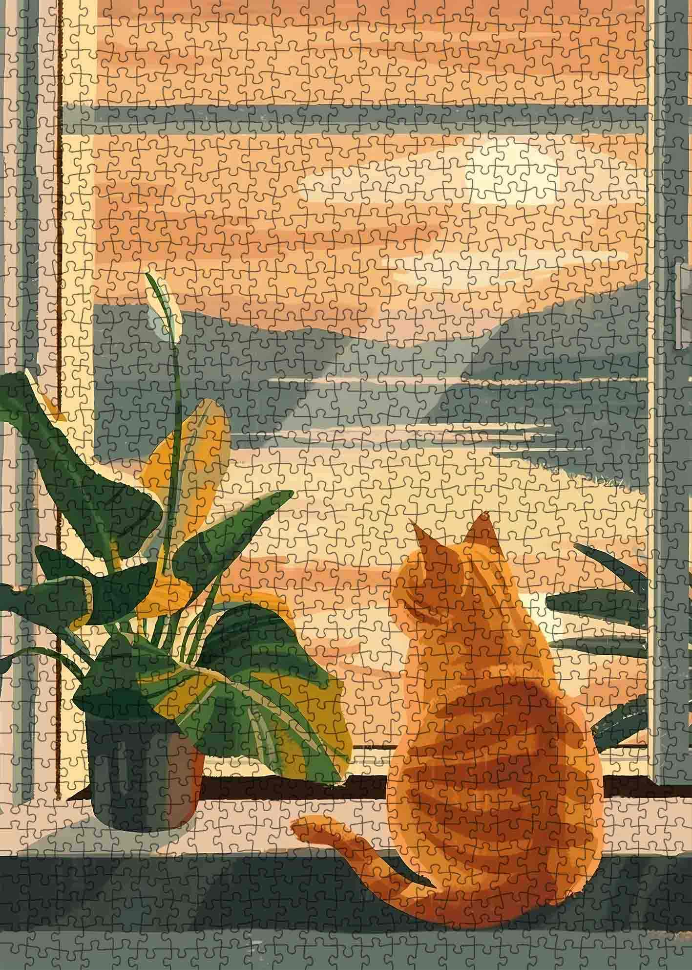 tucocoo-cat-watching-sunset-window-puzzle-1000-teile-katze image 2